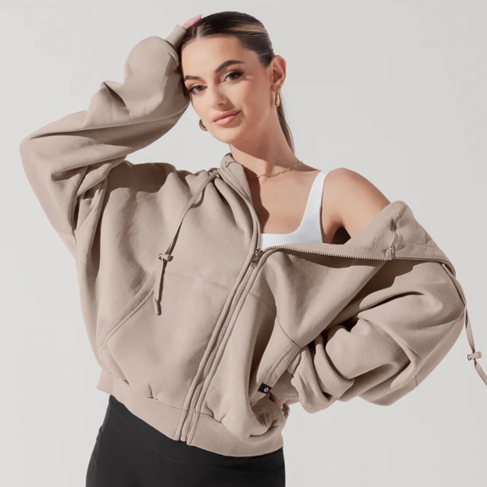 Popflex Zip Cloud Hoodie, Taupe | Size Small / Medium (TikTok Viral)